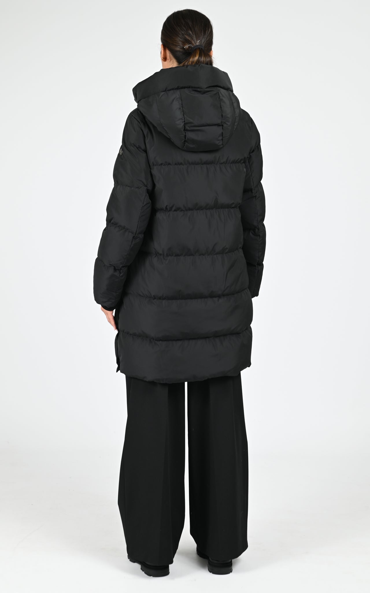 Doudoune longue à capuche noir