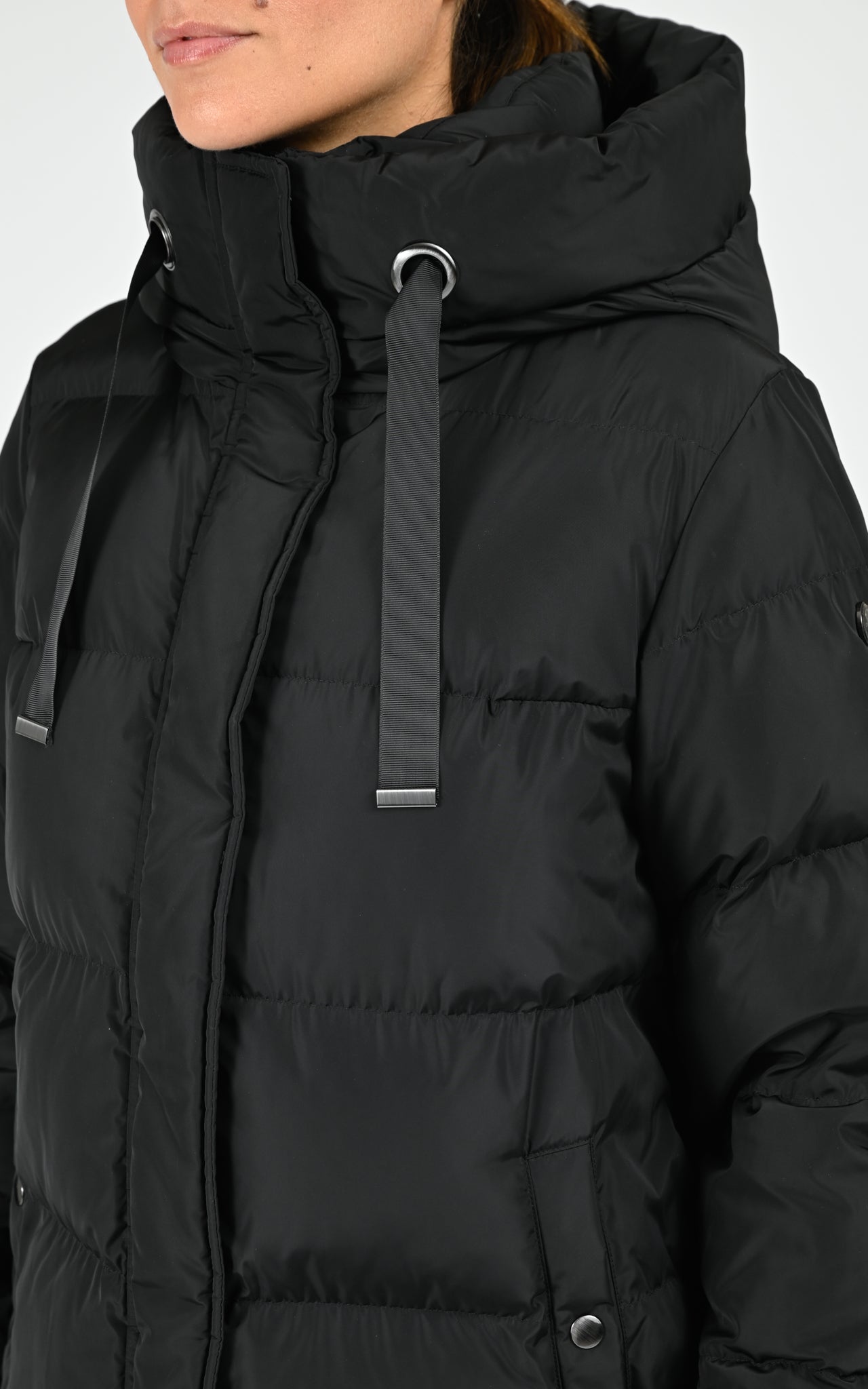 Doudoune longue à capuche noir