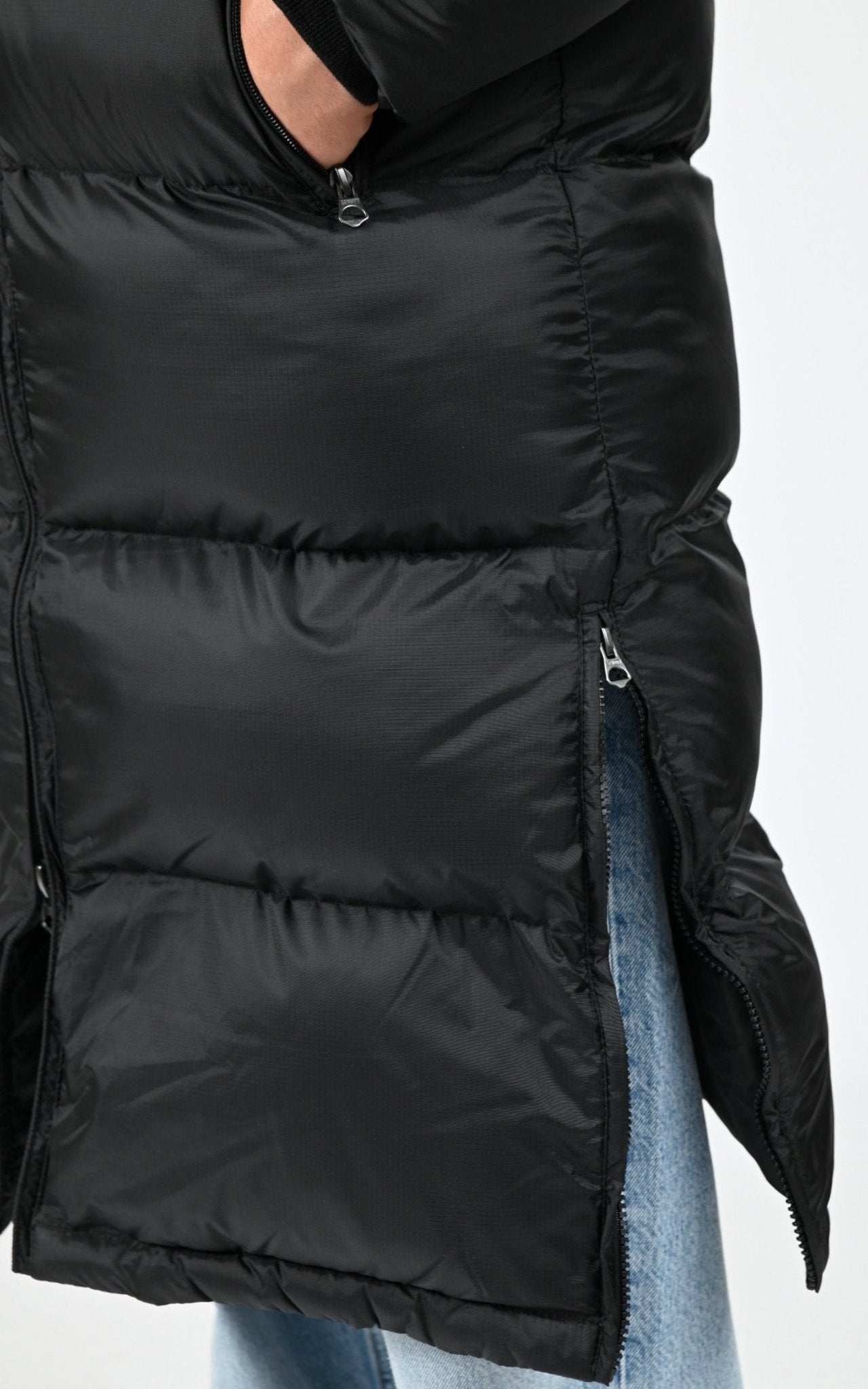 Doudoune longue à capuche noir