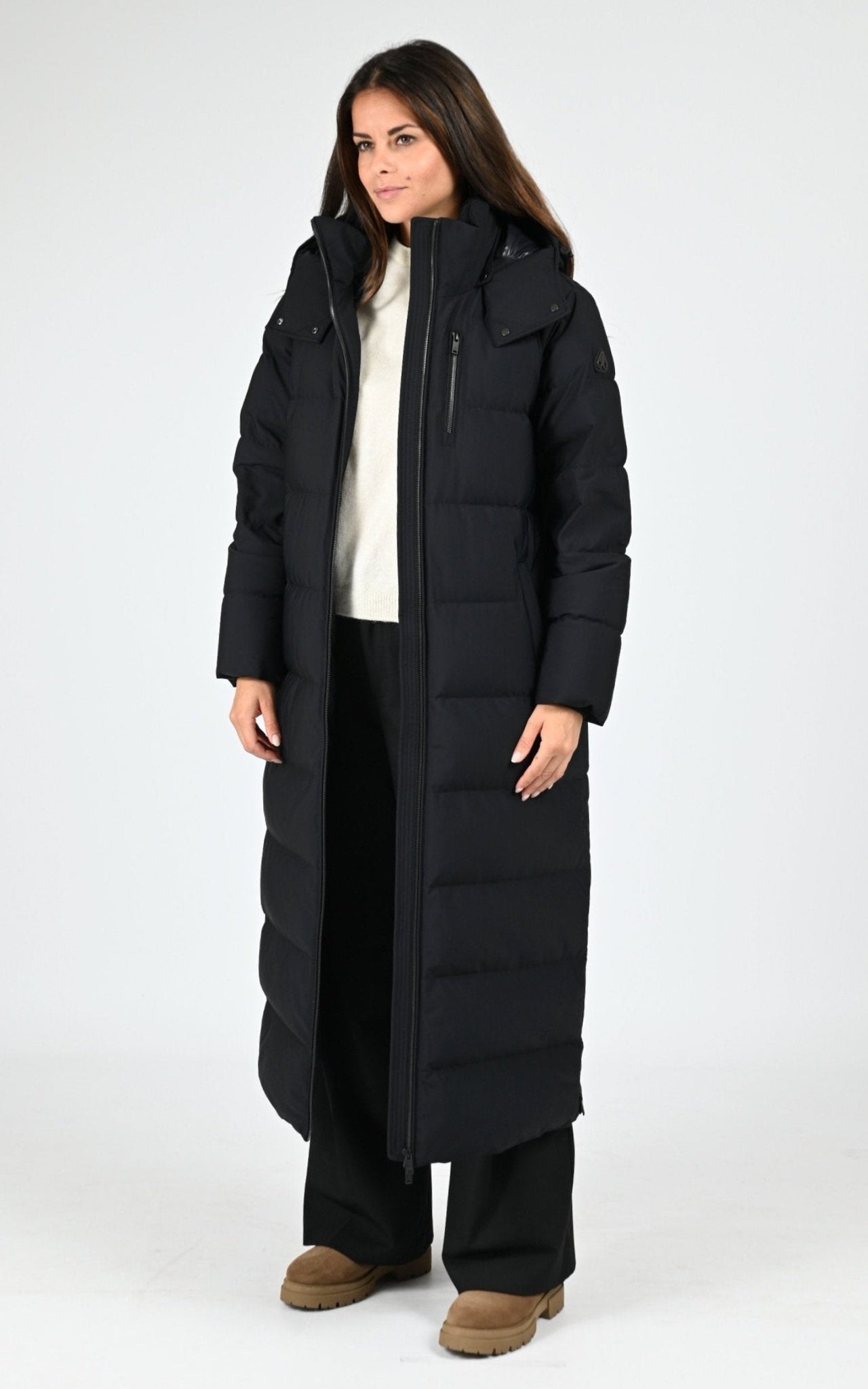 Parka longue à capuche noir
