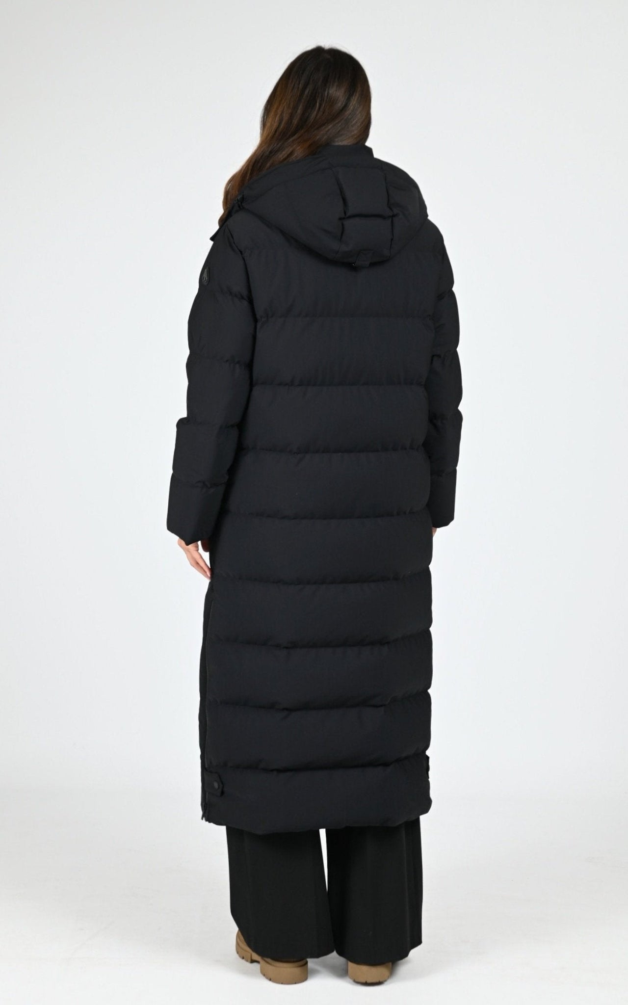 Parka longue à capuche noir