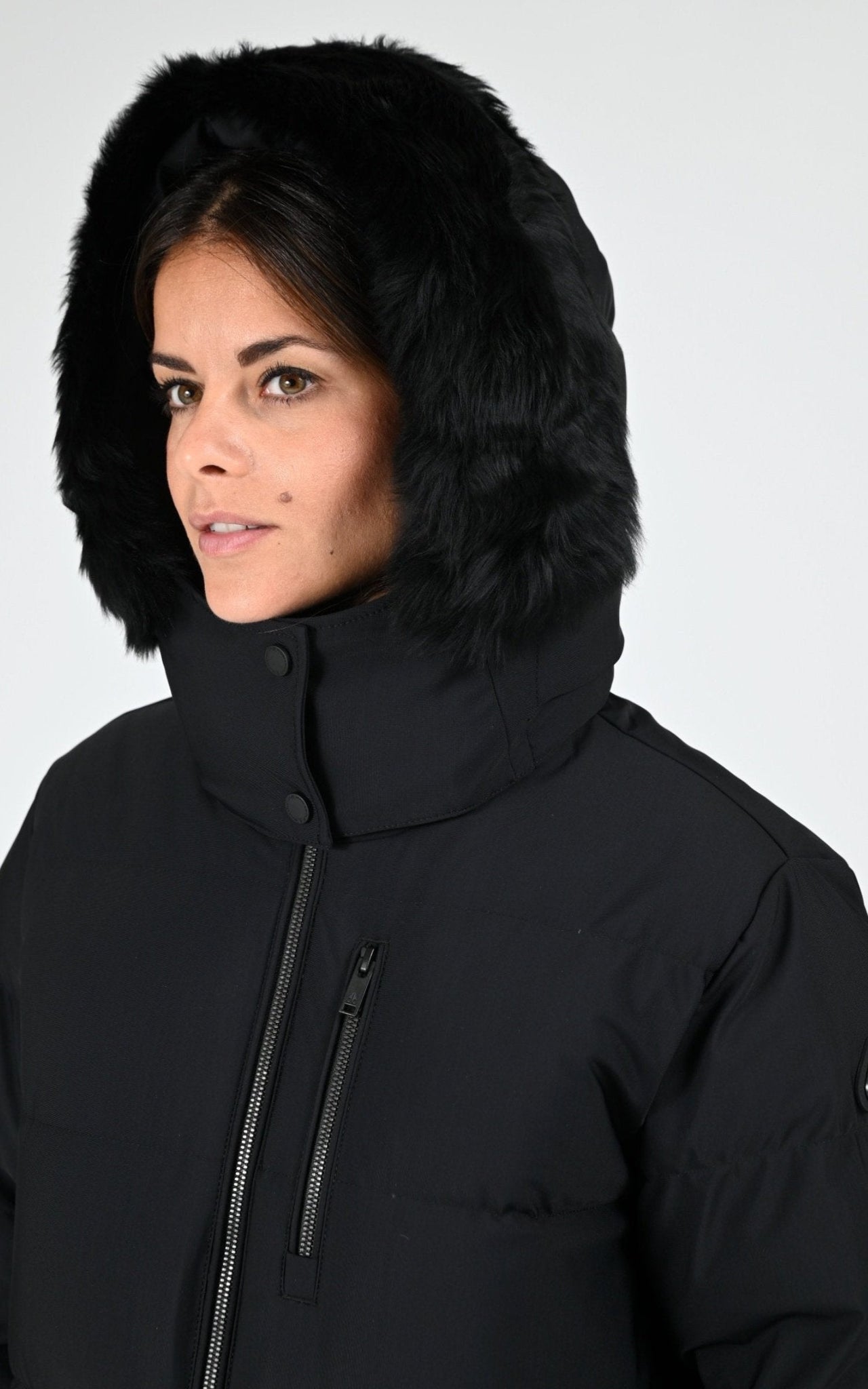 Parka longue à capuche noir
