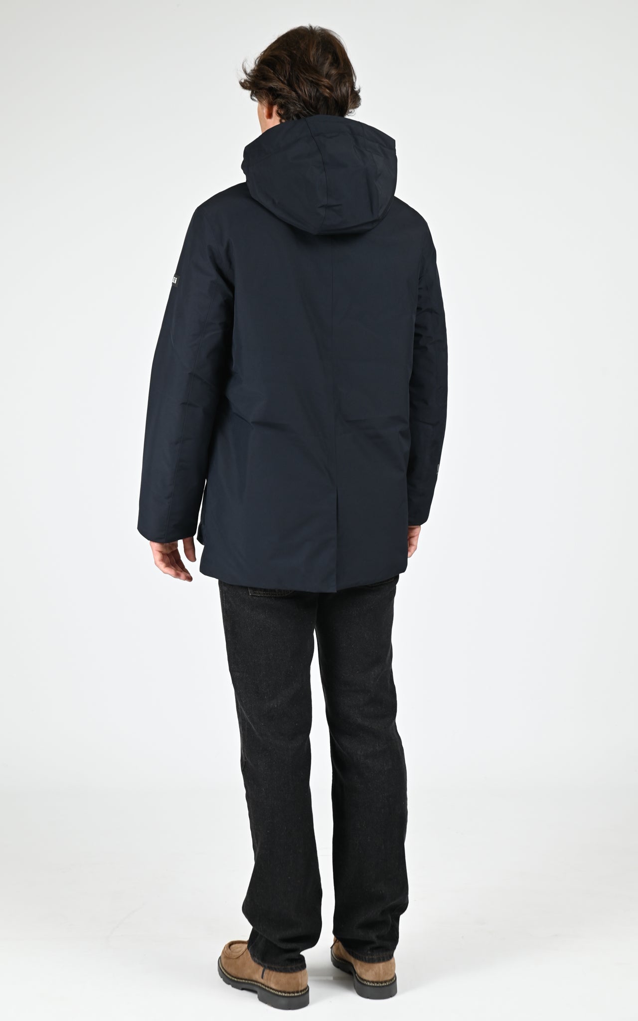 Parka longue à capuche noir