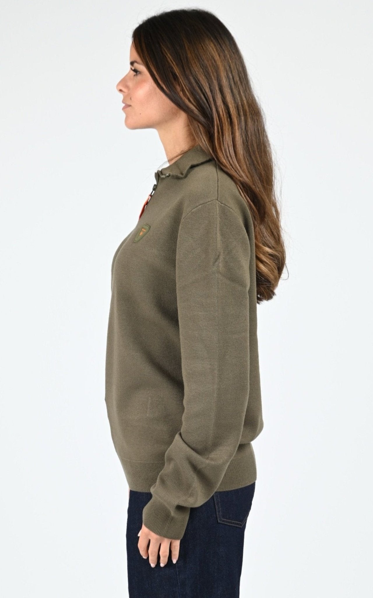 Pull maille Lewis Patch mixte kaki