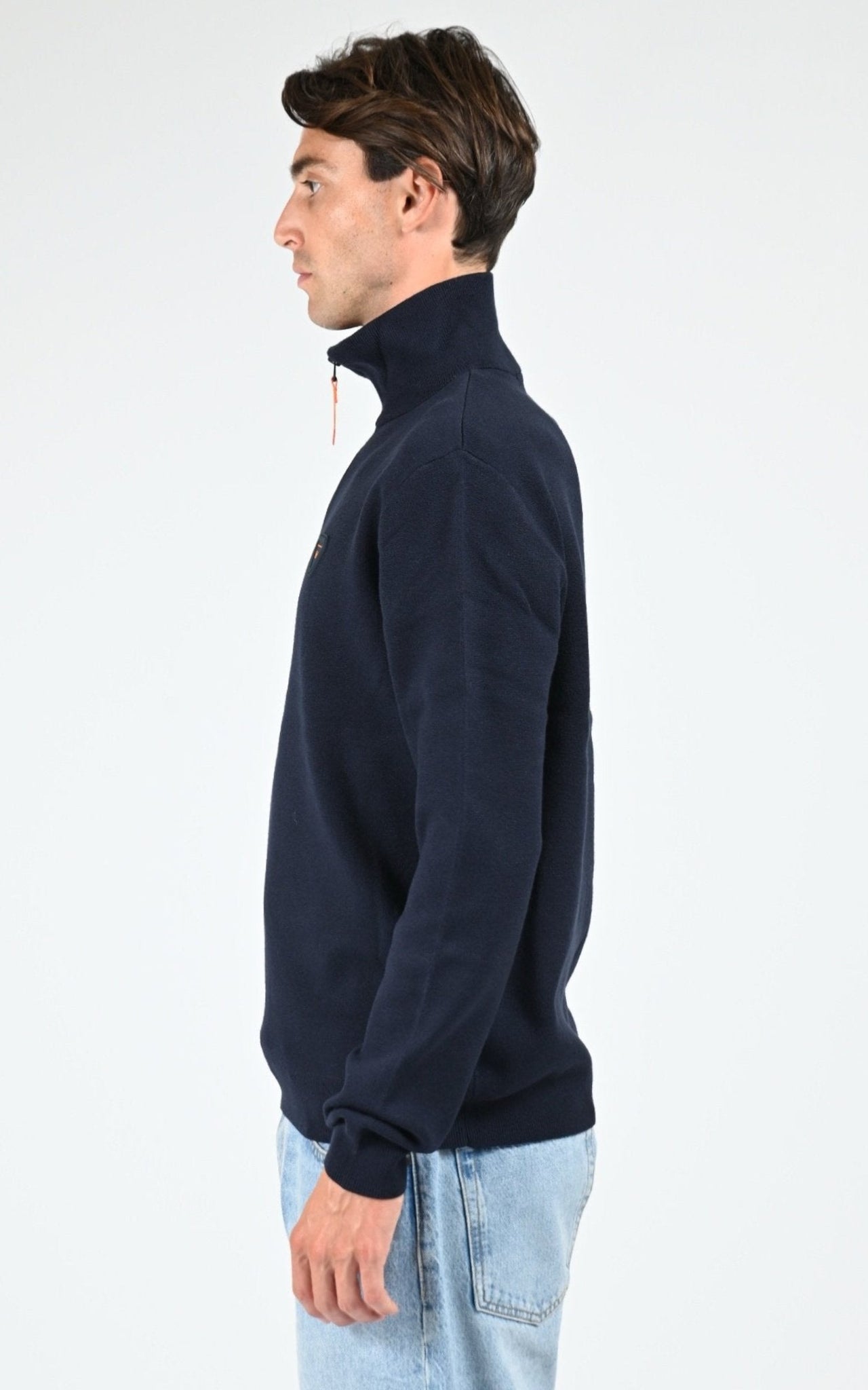 Pull à col montant mixte bleue marine