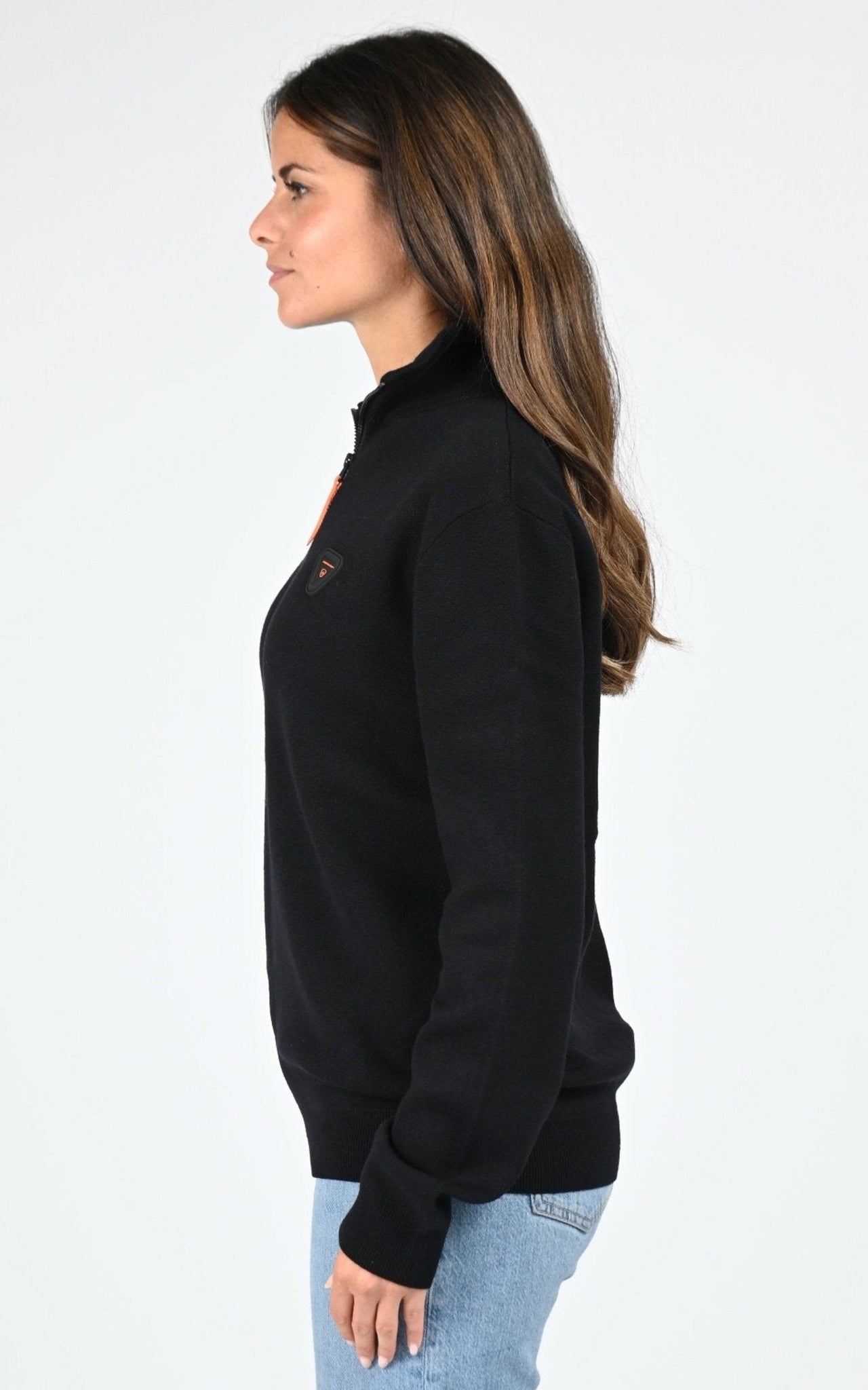 Pull à col montant Lewis Patch mixte noir