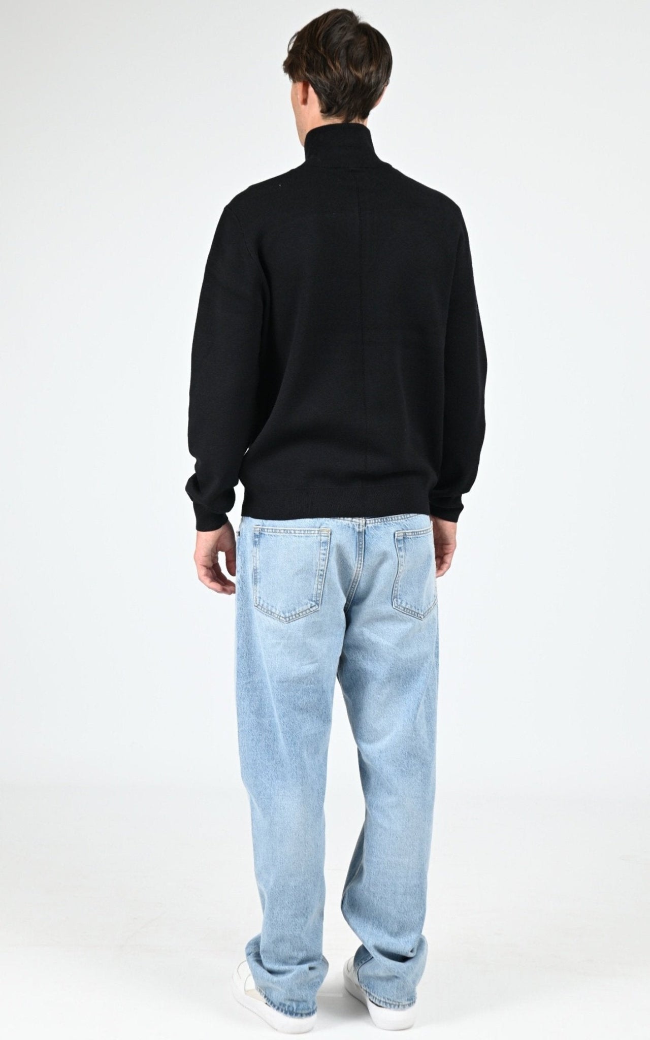 Pull à col montant Lewis Patch mixte noir