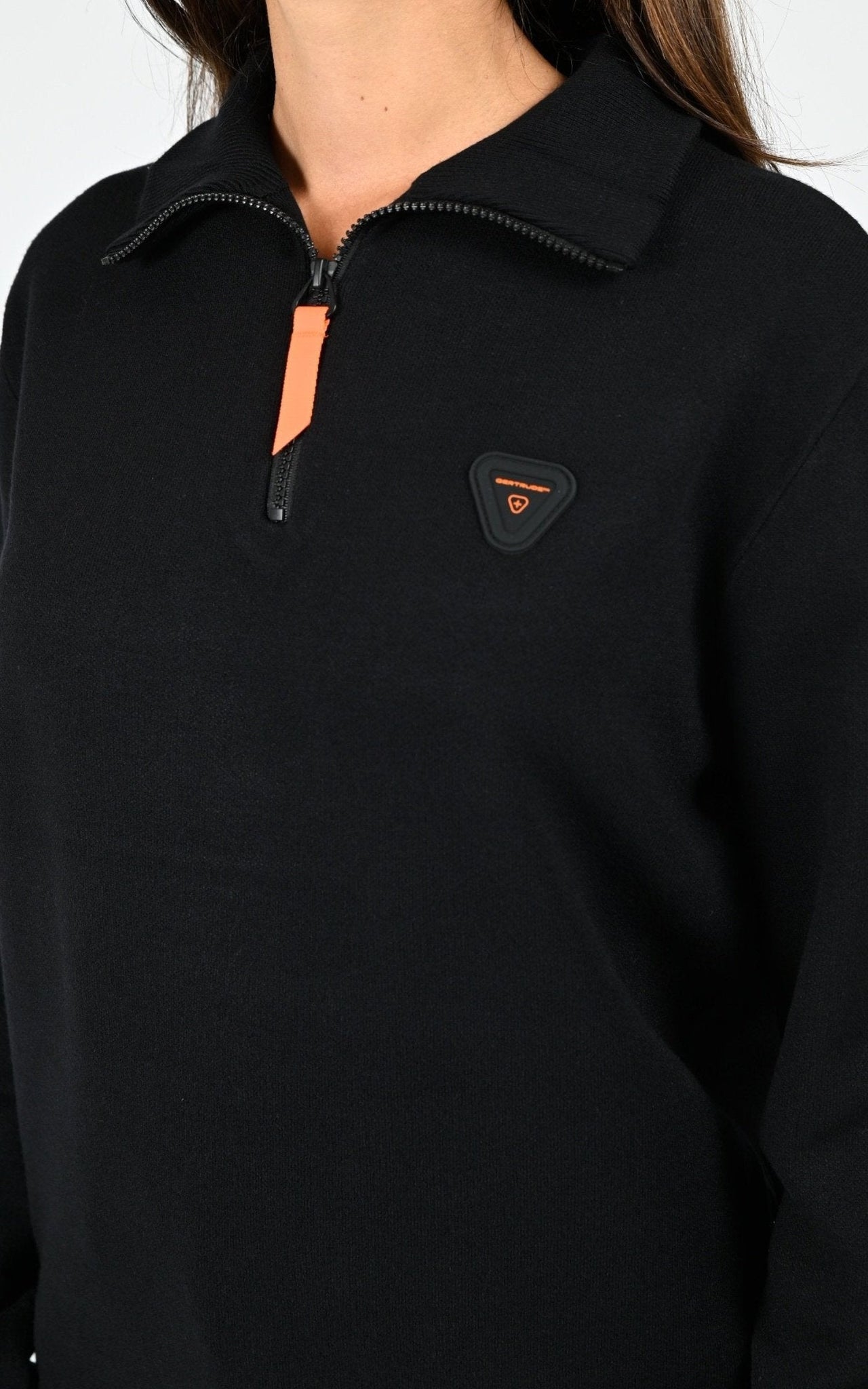 Pull à col montant Lewis Patch mixte noir