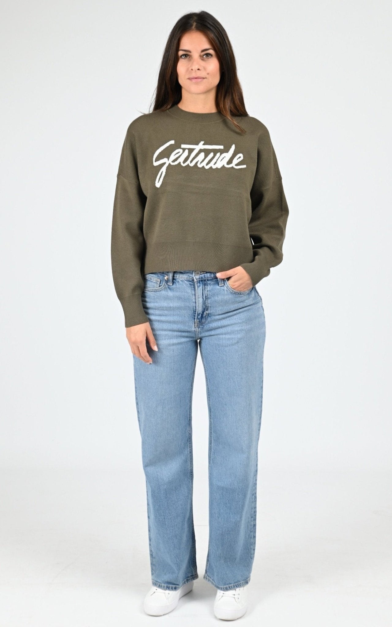 Pull maille Nath Script kaki