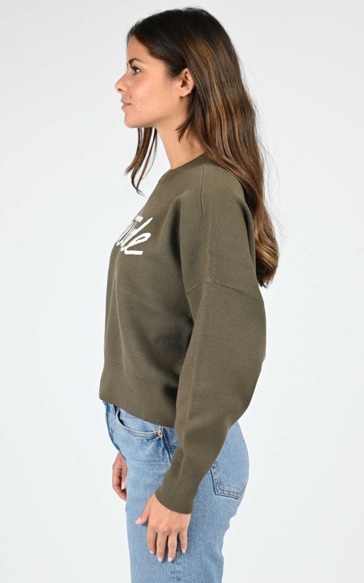 Pull maille Nath Script kaki