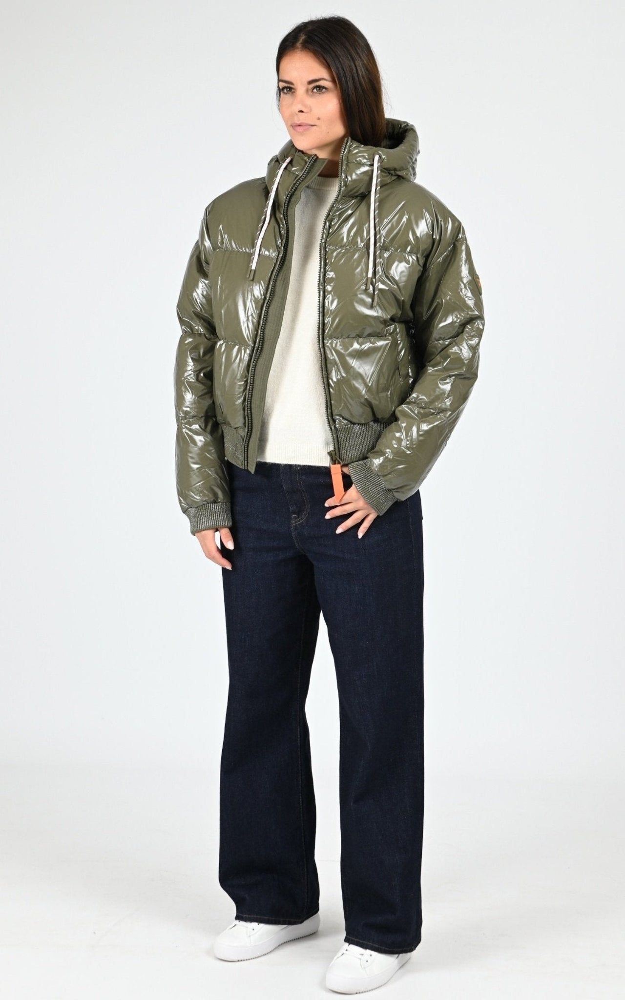 Doudoune courte shiny Nine kaki