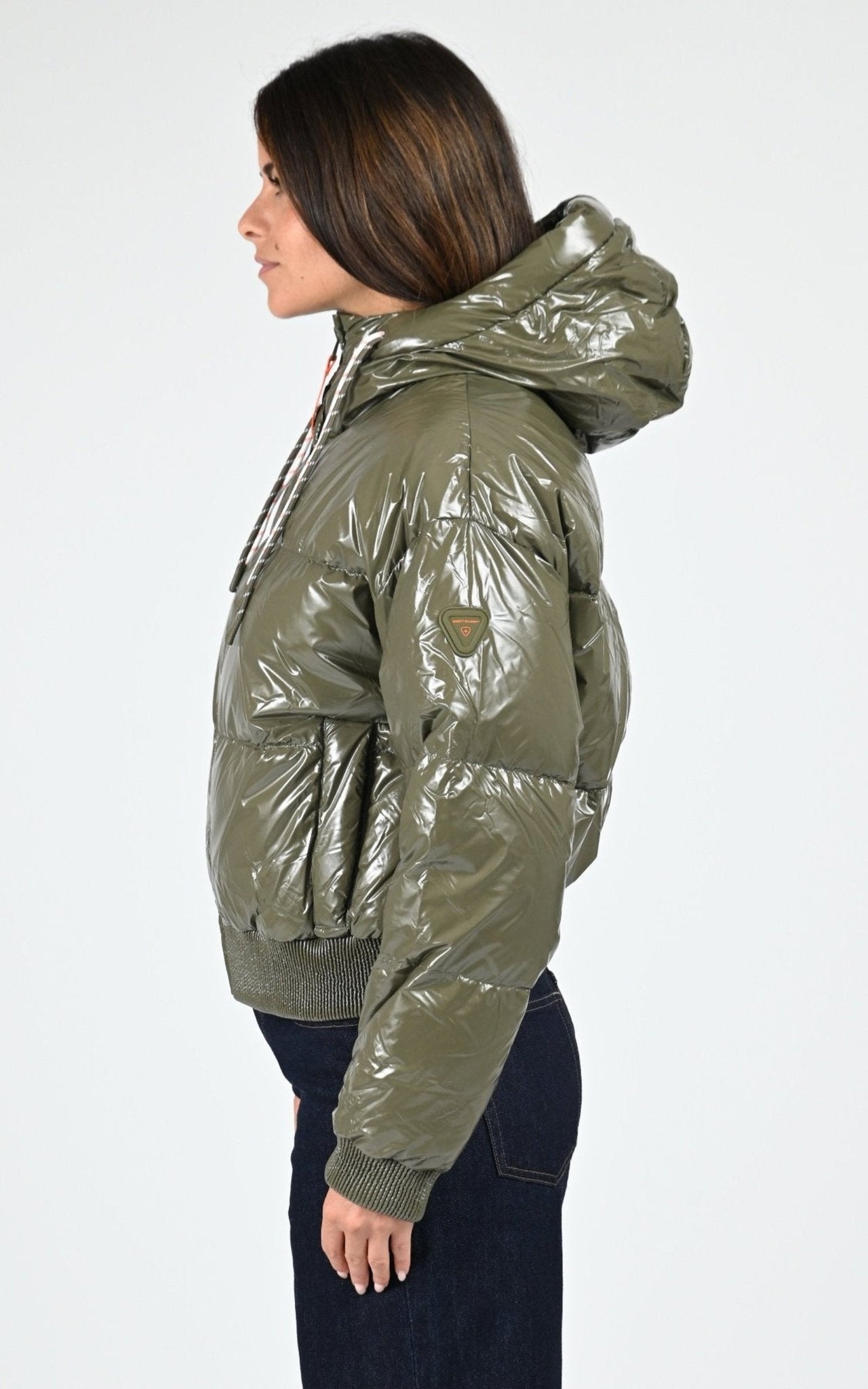 Doudoune courte shiny Nine kaki