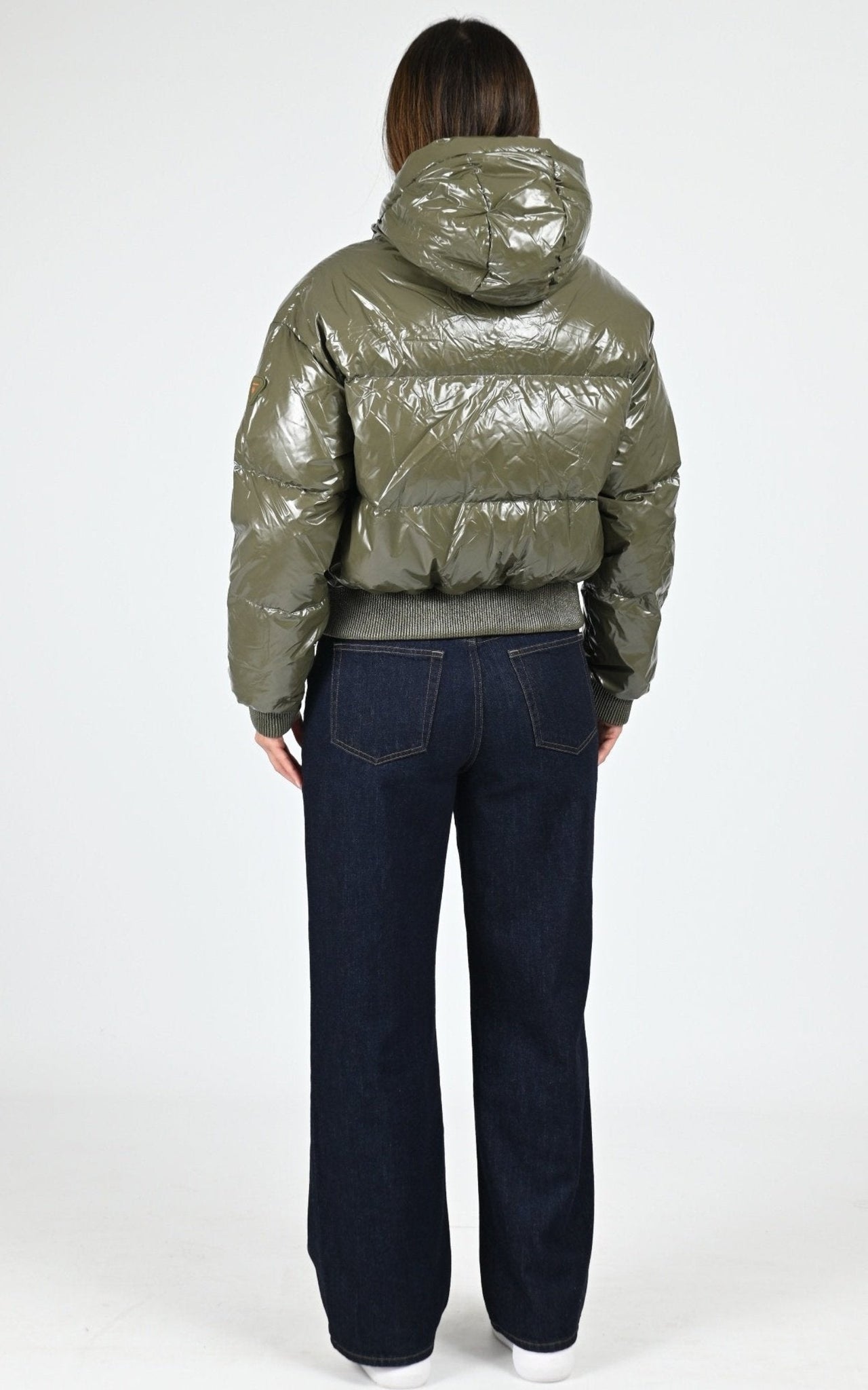 Doudoune courte shiny Nine kaki