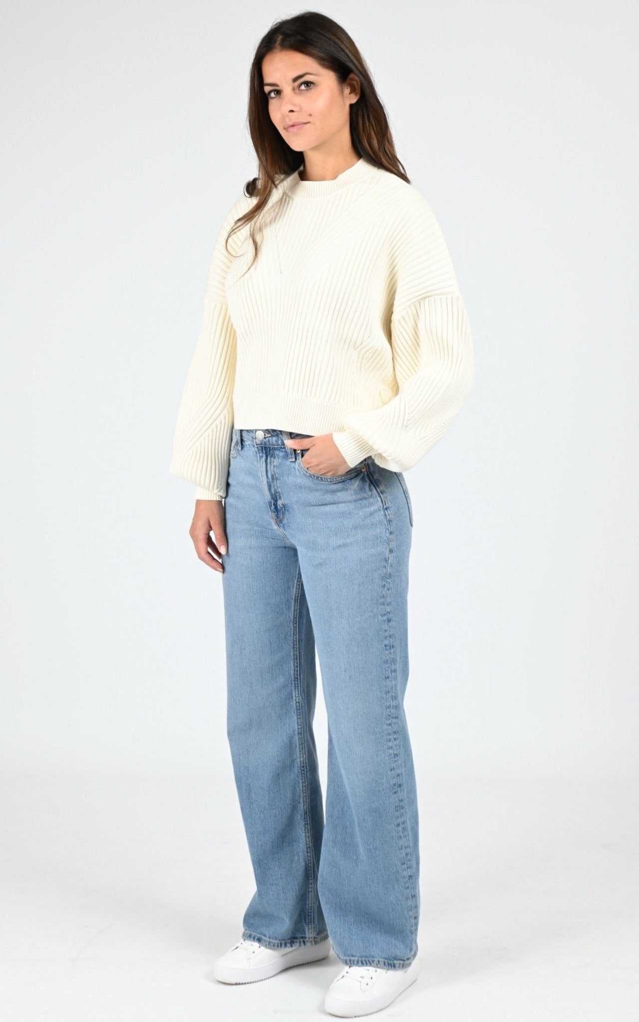 Pull côtelé Tabita crème