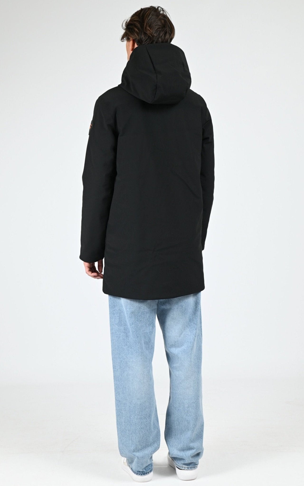 Parka longue à capuche noir